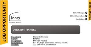 Read more about the article The Department of Human Settlements is hiring Finance- Requirements: Grade 12 plus degree in Accounting