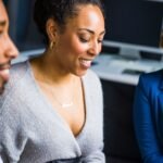 Women and Man on Sofa