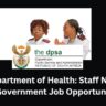 Department of Health: Staff Nurse Government Job Opportunit