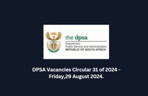 Read more about the article DPSA Vacancies Circular 31 of 2024 -Friday,30 August 2024
