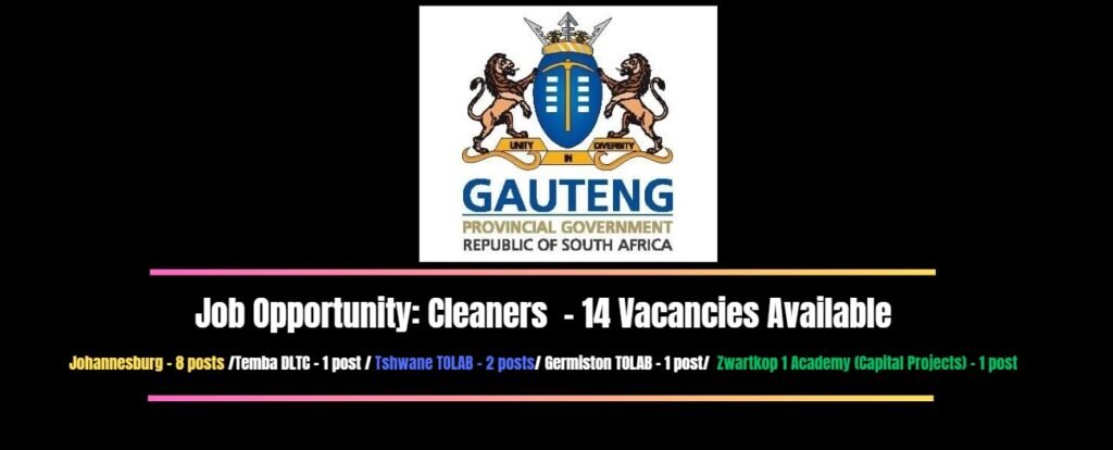 Job Opportunity: Cleaners - 14 Vacancies Available 5 Job Opportunity: Cleaners - 14 Vacancies Available